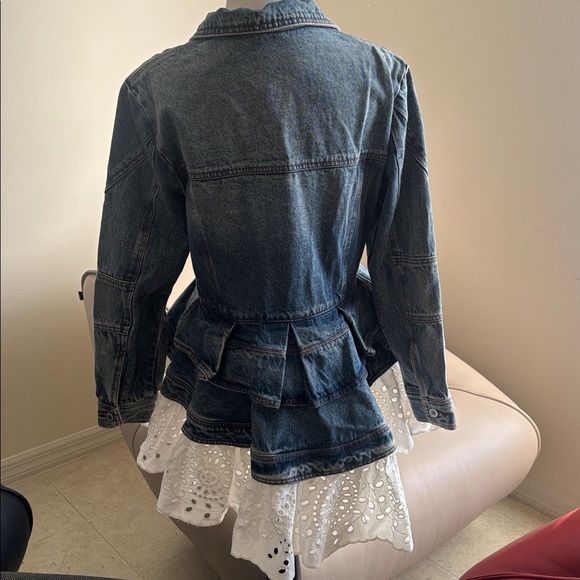 Beulah Blue Denim Jacket with White Lace Hem
( New ) - Picture 3 of 10